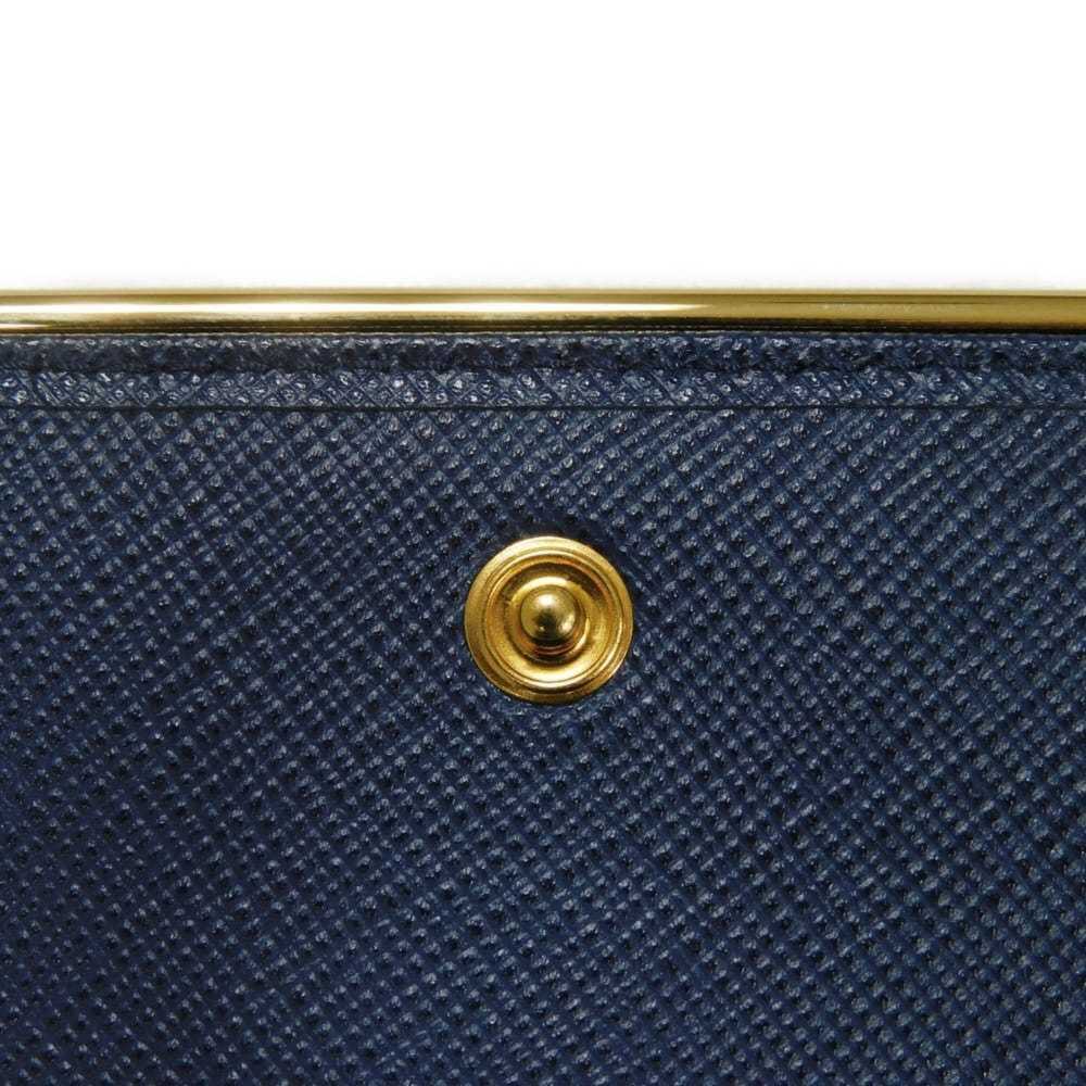 Prada Saffiano Metal Card Case, Blue, Snap Button Closure, Bi-fold, Plate, Bl... - Picture 6 of 16